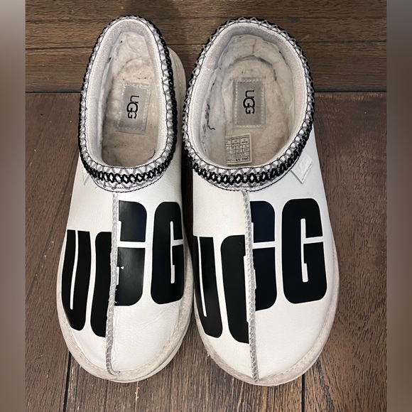 UGG White Leather Tasman Slippers Mens size 9 - Picture 6 of 10